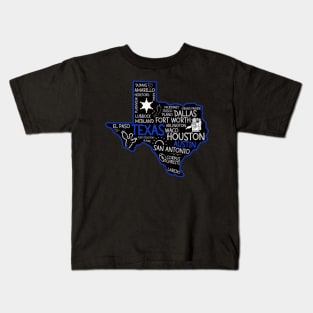 Austin Texas cute map San Antonio El Paso Dallas Laredo Waco TX state Kids T-Shirt